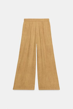 ZARA ШИРОКИЕ БРЮКИ НА ШНУРКЕ, ГОРЧИЧНЫЙ