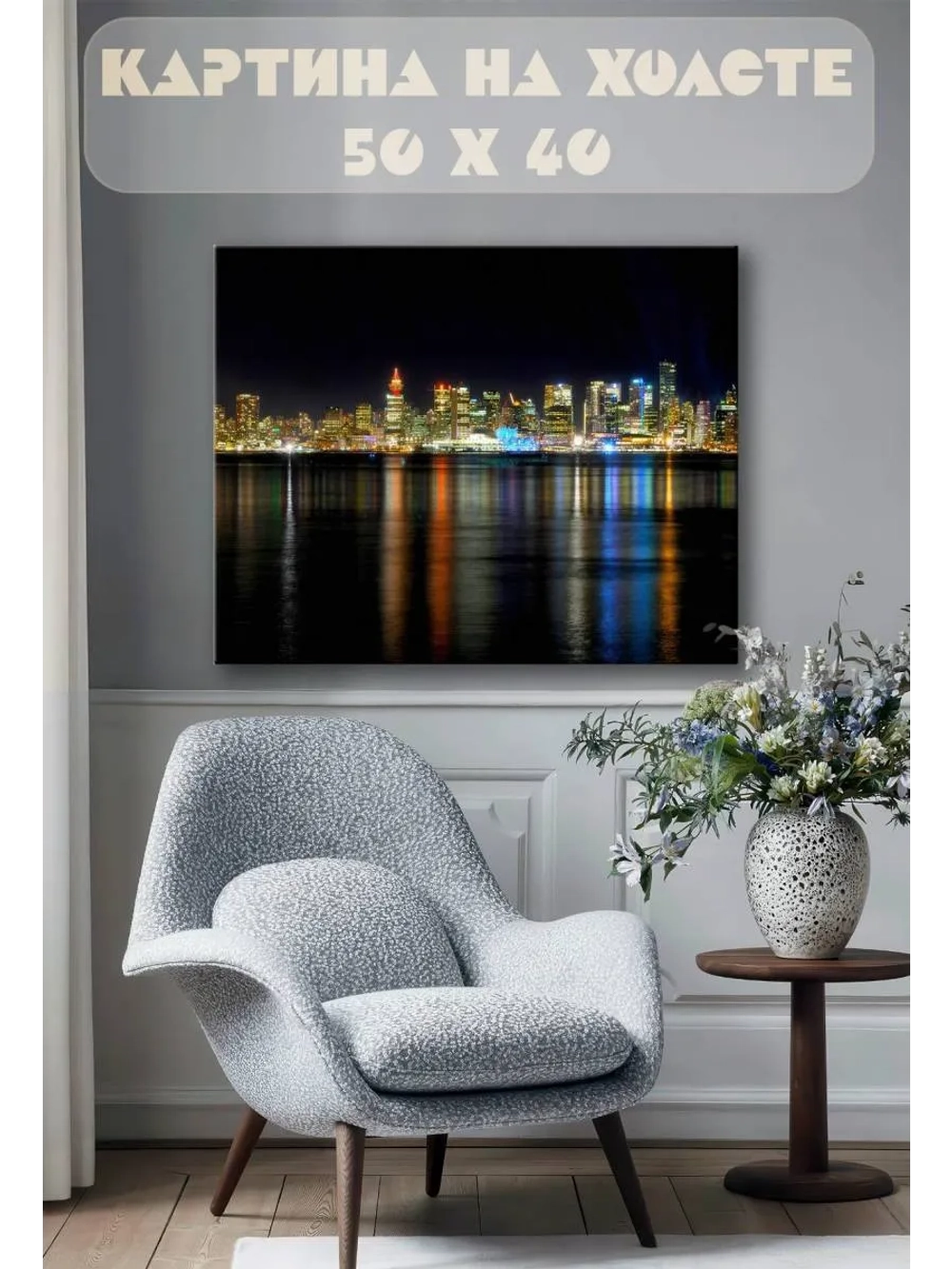 Картина на стену 40 X 50 Ночной город