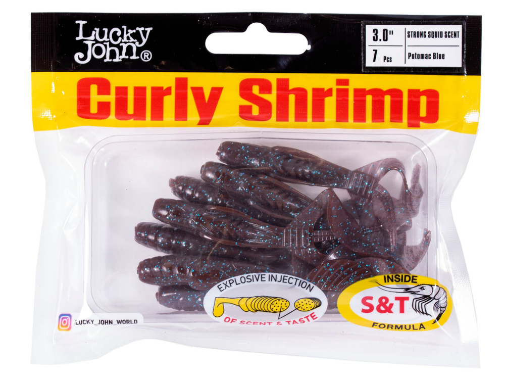 Твистеры съедоб. искусст.  LJ Pro Series Curly Shrimp 3,0in (07.62)/S19 10шт.