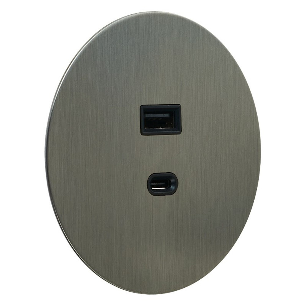 USB розетка (тип A+C), никель, Salvador, EU010112