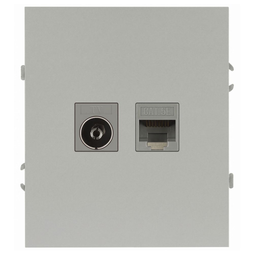 Розетка ЭРА Arktik 16-3110-03 комбинированная RJ45+TV алюминий | Эра Arktik
