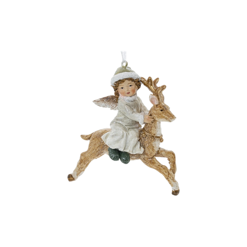 Елочное украшение «Ангелок верхом на олене»