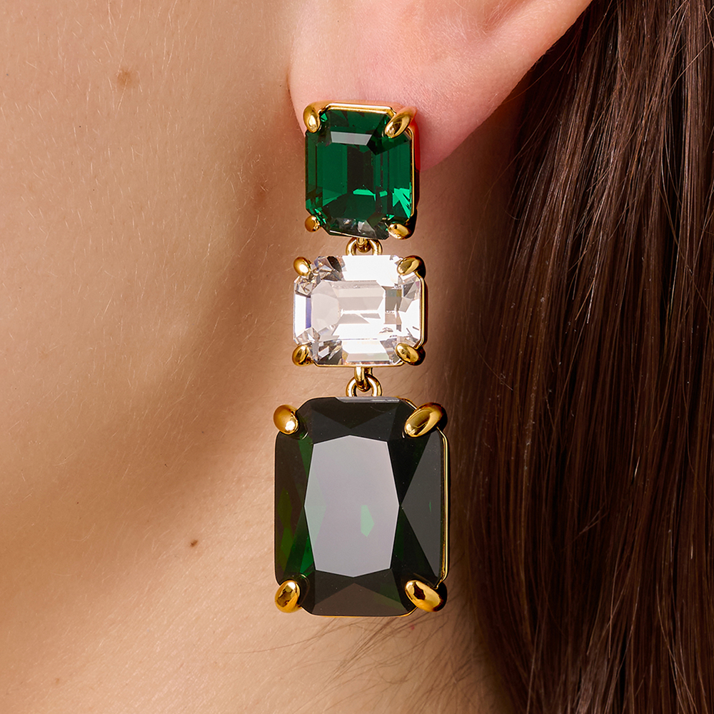 Серьги Dyrberg Kern ESMARA SG EMERALD GREEN / CRYSTAL 470150