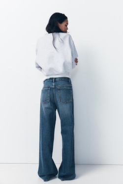 ZARA ДЖИНСЫ НА ЗАПÁХЕ С ШИРОКИМИ ШТАНИНАМИ И ВЫСОКОЙ ПОСАДКОЙ, МОРСКОЙ СИНИЙ