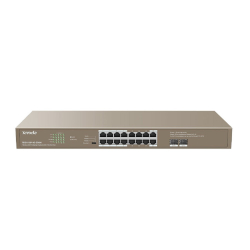 Коммутатор TENDA TEG1118P-16-250W Коммутатор в стойку 16-Ports 10 / 100 / 1000 Base-T + 2-Ports 1000 Base-X SFP ports 16-Ports PoE(PoE бюджет 230W)