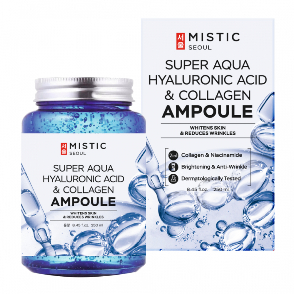 MISTIC SUPER AQUA HYALURONIC ACID & COLLAGEN AMPOULE Глубокоувлажняющая сыворотка с гиалуроновой кислотой и коллагеном 250мл