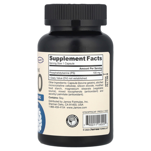 Jarrow Formulas, PS 100, фосфатидилсерин, 100 мг, 120 капсул