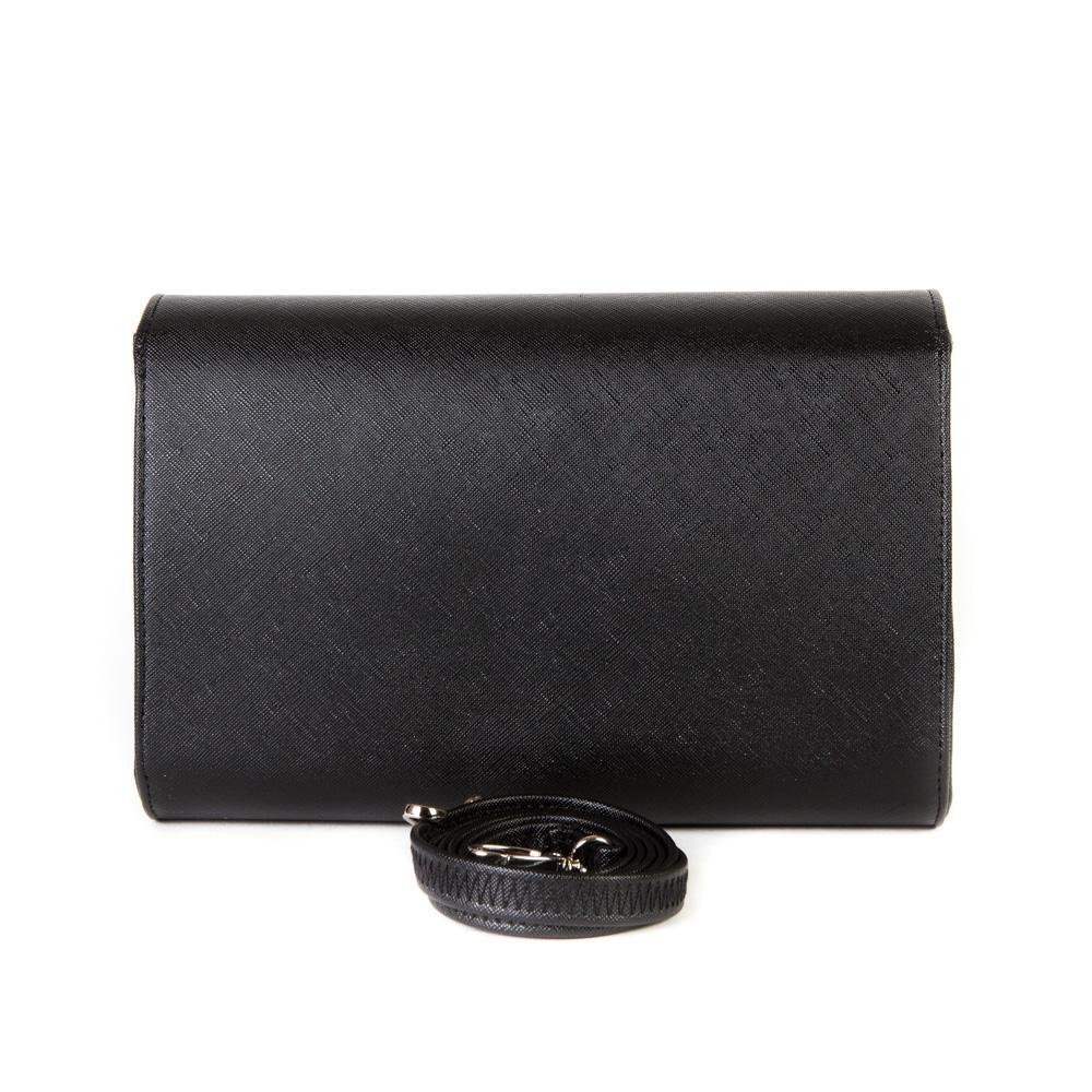 Стильная минималистичная прямоугольная женская маленькая чёрная сумочка из искусственной кожи 24х17х6 см COSCET М-СД-51