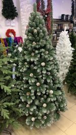 Заснеженная елка с шишками «Снежная королева» (пвх) 150 см / 1.5 м