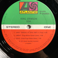 Винтажная виниловая пластинка LP King Crimson USA (Япония 1977) (Без Оби)