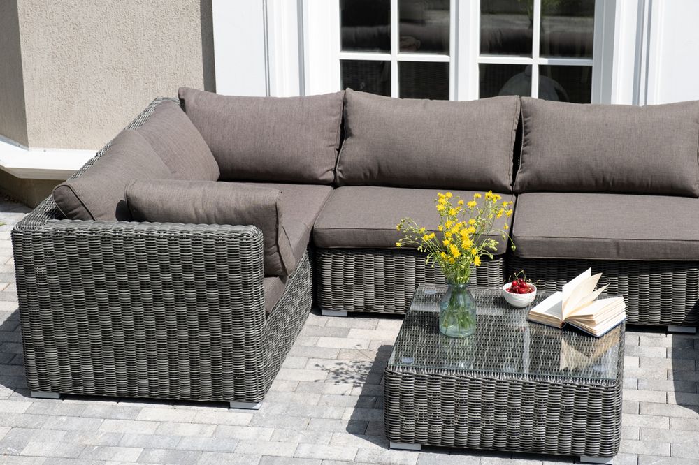 "Лунго" трансформирующаяся лаунж-зона из искусственного ротанга, цвет графит