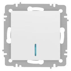 Выключатель Intro Accent 6-102-01М с подсветкой, 10А-250В, IP20, СУ, AL/CU, белый матовый