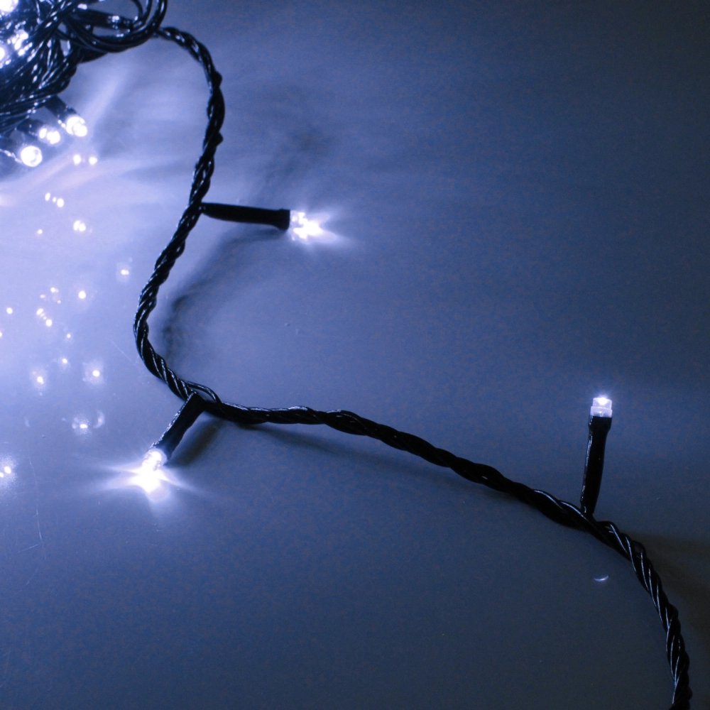 Гирлянда для улицы 40м 400 ламп LED чёрный провод, 8 реж, IP-54, Белый (возможность соединения)