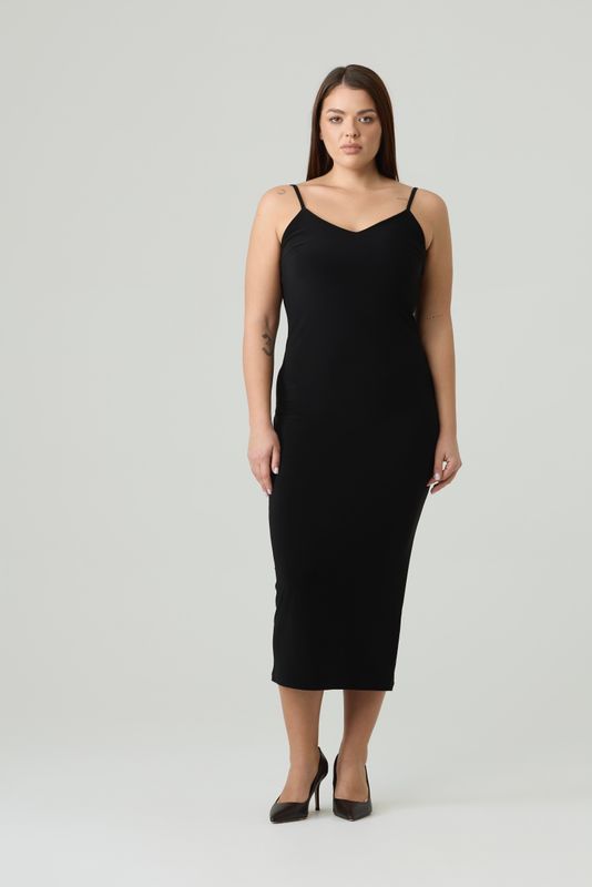 Платье-комбинация из трикотажа, черный