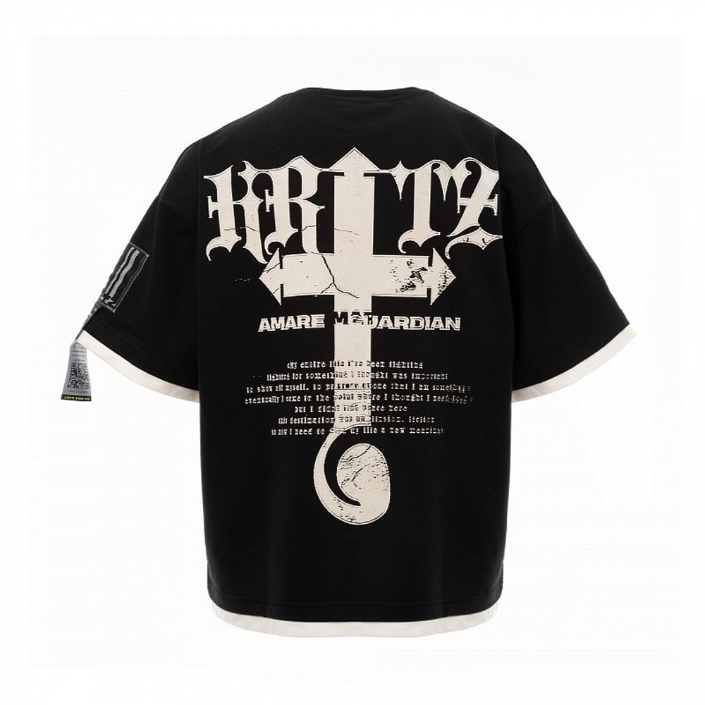 Футболка Heartz «Amane» Layered Kimono Черная