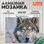 Картина стразами (алмазная мозаика) 30х40 см, ОСТРОВ СОКРОВИЩ "Волк", без подрамника, 662565