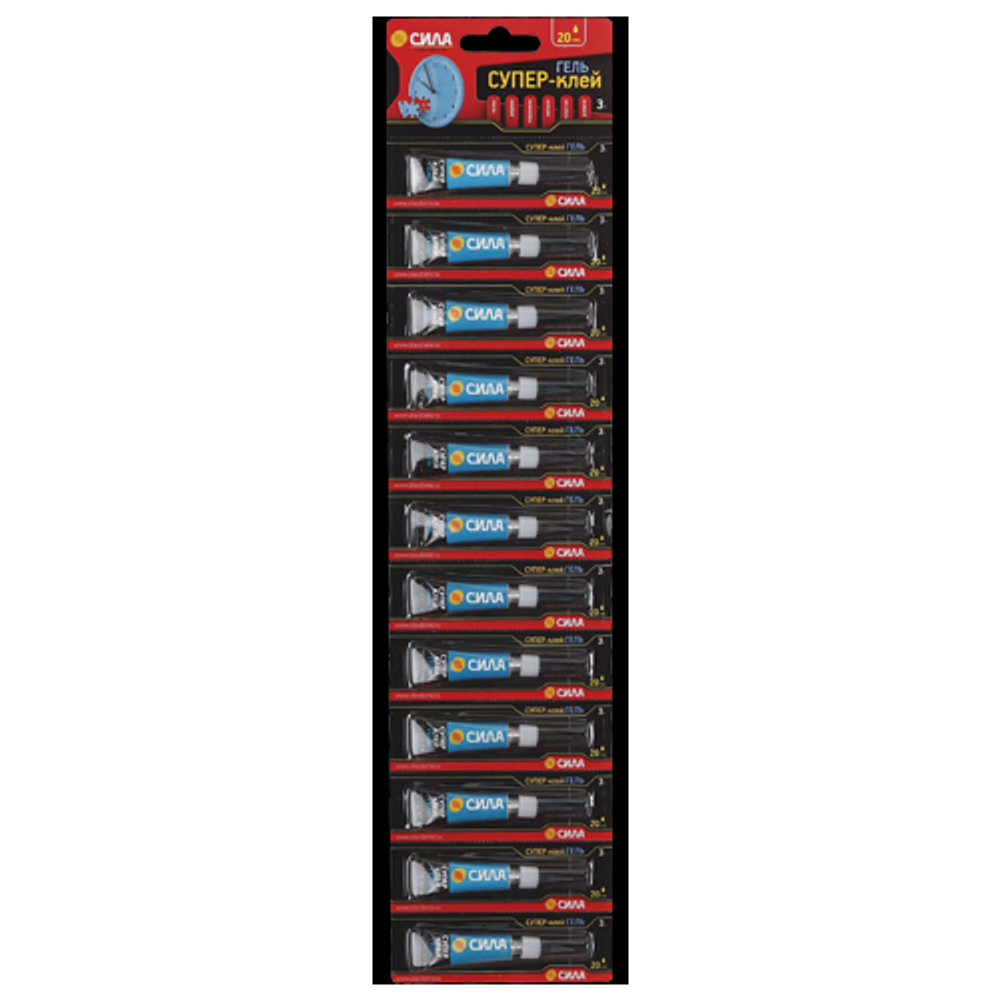 Супер-клей СИЛА SSGBL12-3 ГЕЛЬ 3 г лента 12 шт.