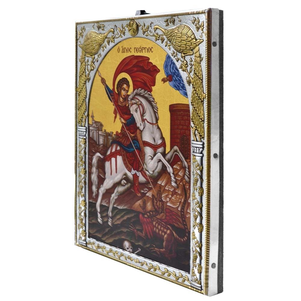Георгий Победоносец. Икона в серебряном окладе.