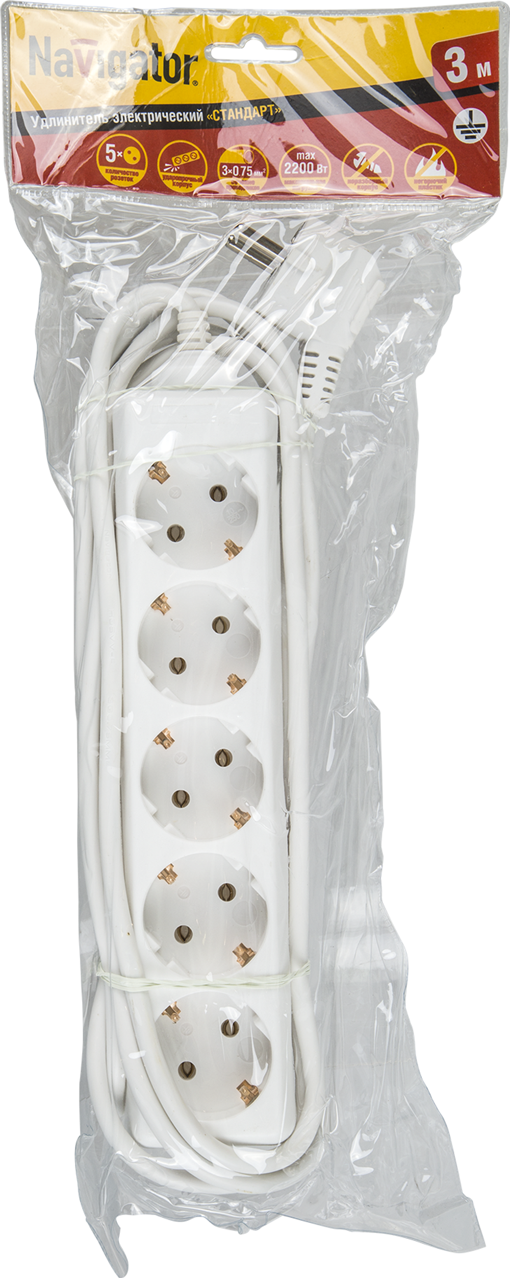 Удлинитель Navigator 71 556 NPE-S-05-500-E-3x0.75 с/з 5 гн. 5м