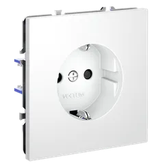 Розетка встраиваемая VOLTUM S70 с заземлением и защитными шторками, 16А, (белый матовый)