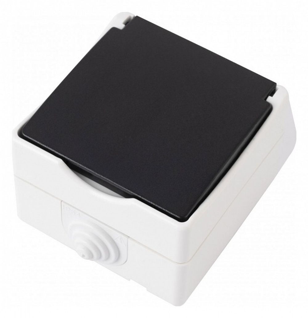 Розетка влагозащищенная с заземлением и со шторкой с крышкой Arte Milano am-309 309.40-1.grey