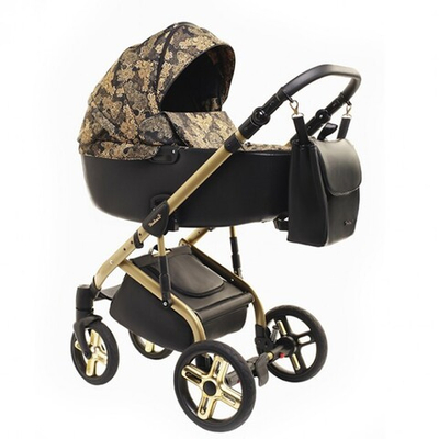 Детская коляска Reindeer Raven 2 в 1 (Черный/золотой)