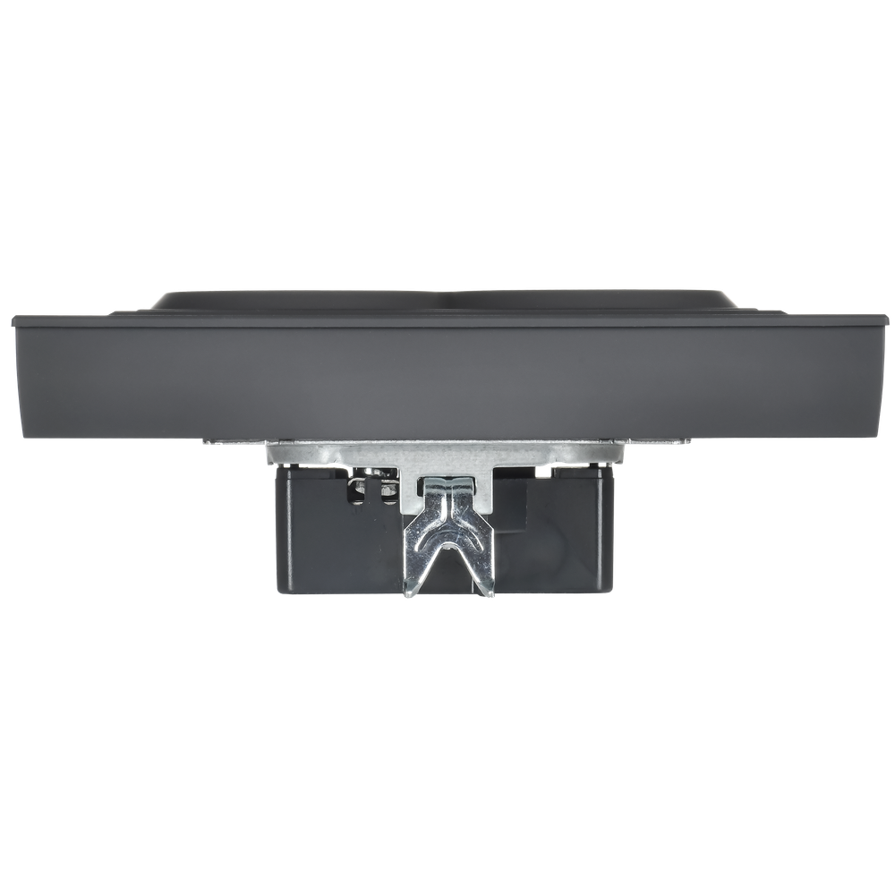 BRITE Розетка 2-местная с заземлением с защитными шторками плоская 16А в сборе РСшПл12-3-БрГ графит IEK