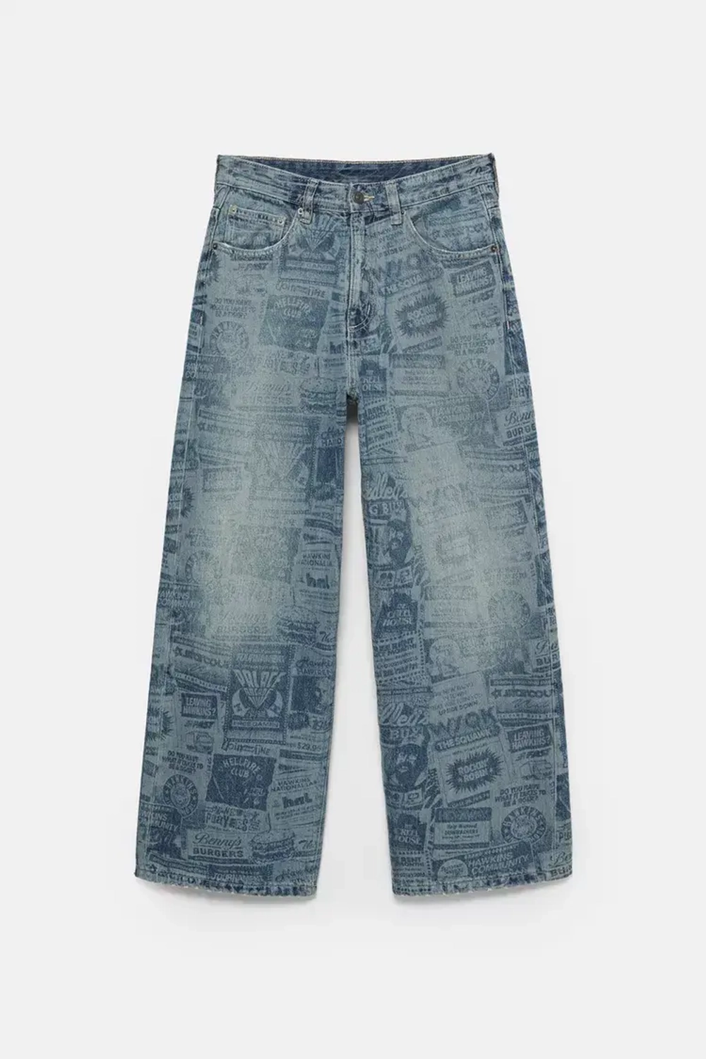 PULL&BEAR Джинсы широкого кроя "Stranger Things", синий