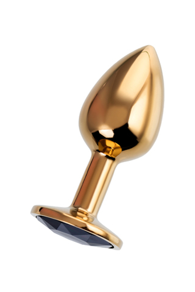 Анальная втулка с кристаллом Small Gold черный 7 см