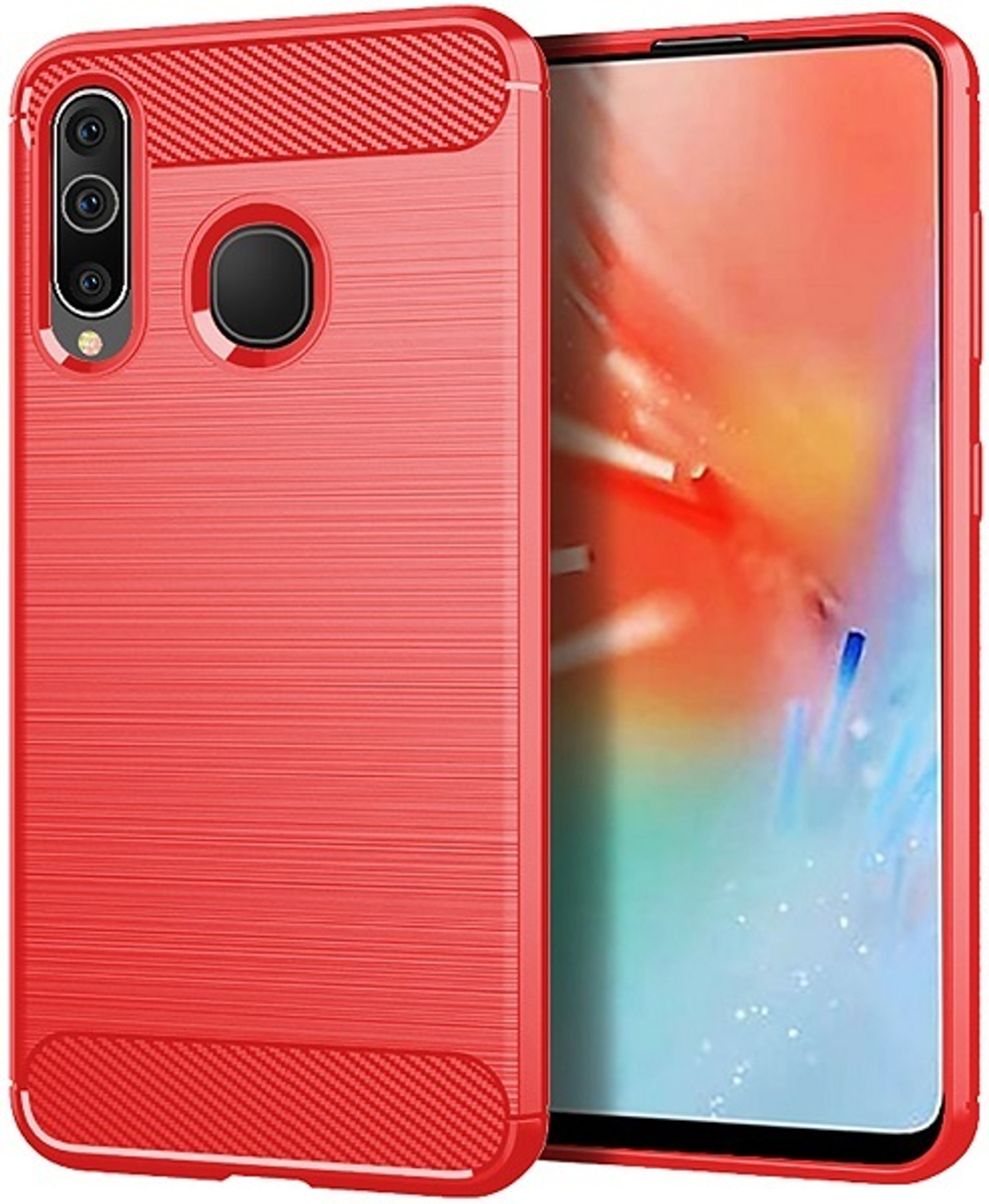 Чехол для Samsung Galaxy A60 (Galaxy M40) цвет Red (красный), серия Carbon от Caseport