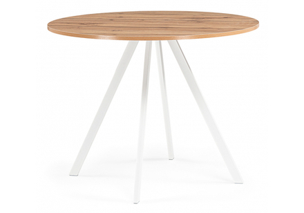 Стол деревянный Woodville Баргел 90х90х75 дуб вотан, белый, ножки белые