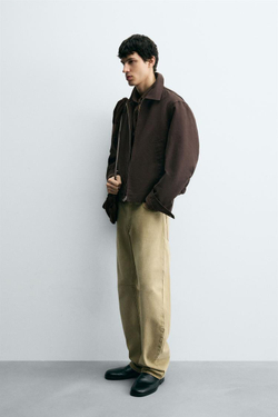 ZARA УКОРОЧЕННАЯ КУРТКА, ТЕМНО-КОРИЧНЕВЫЙ