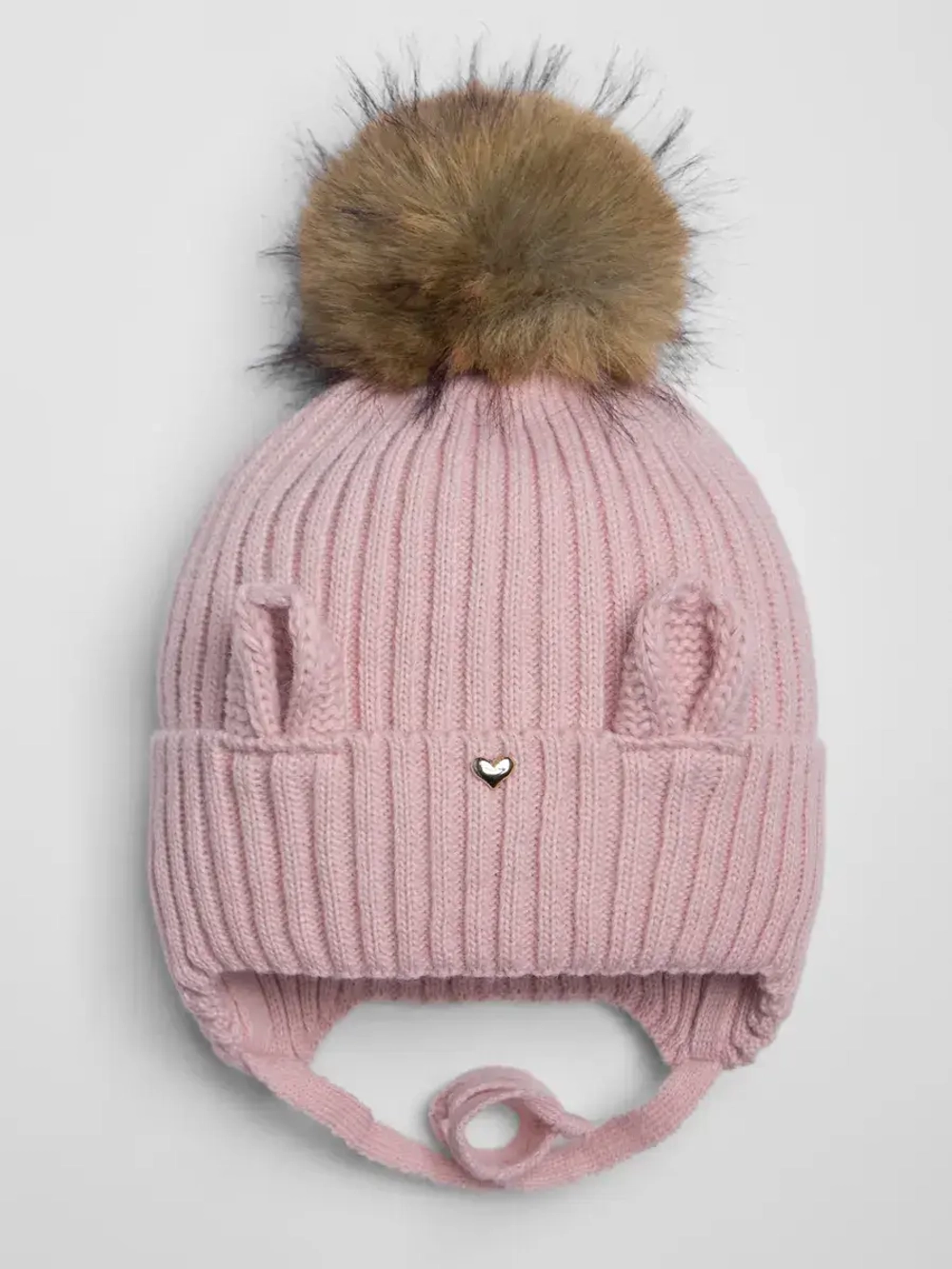 Шапка зимняя с помпоном и ушками для девочки