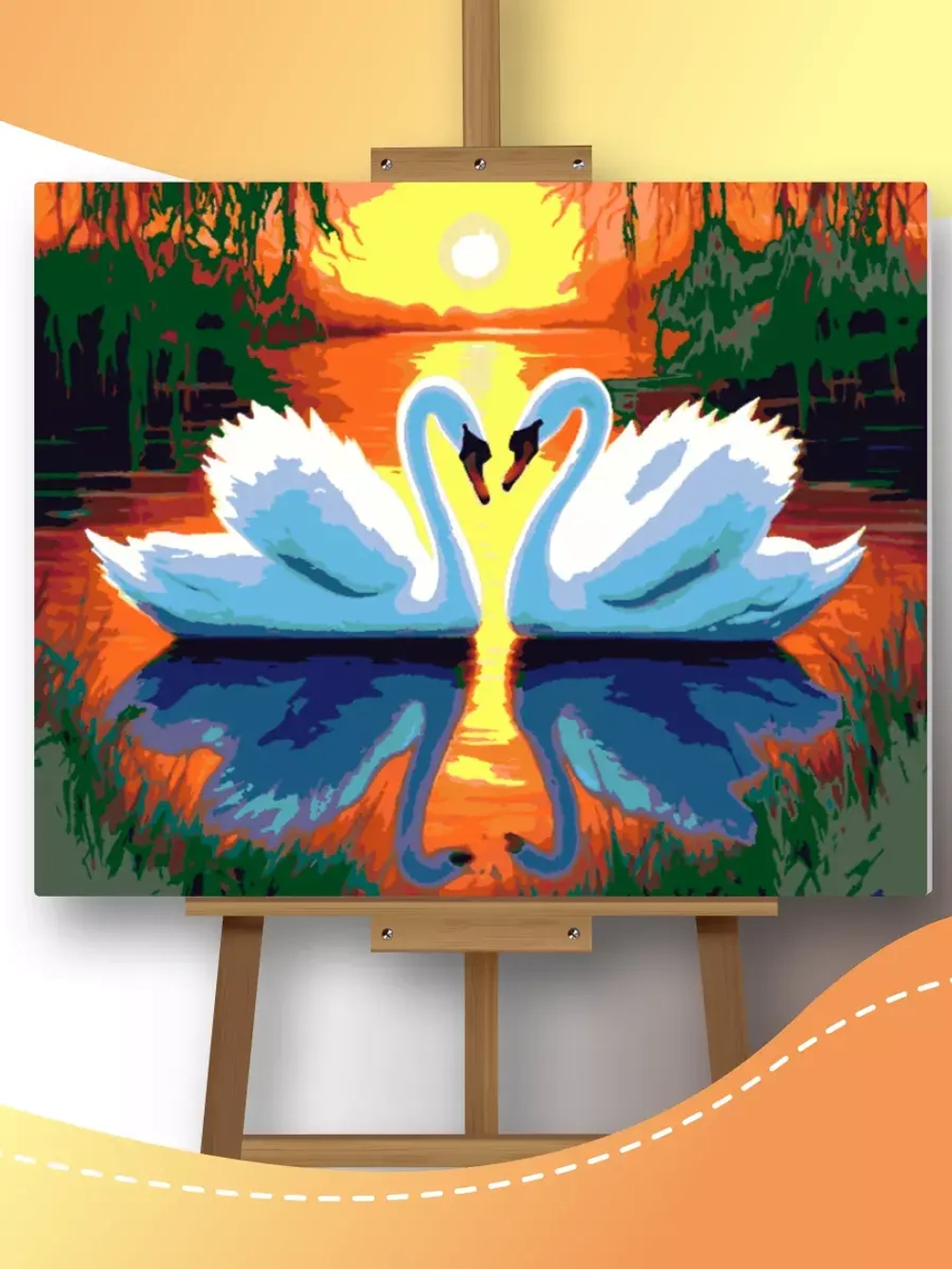 Картина по номерам Лебеди