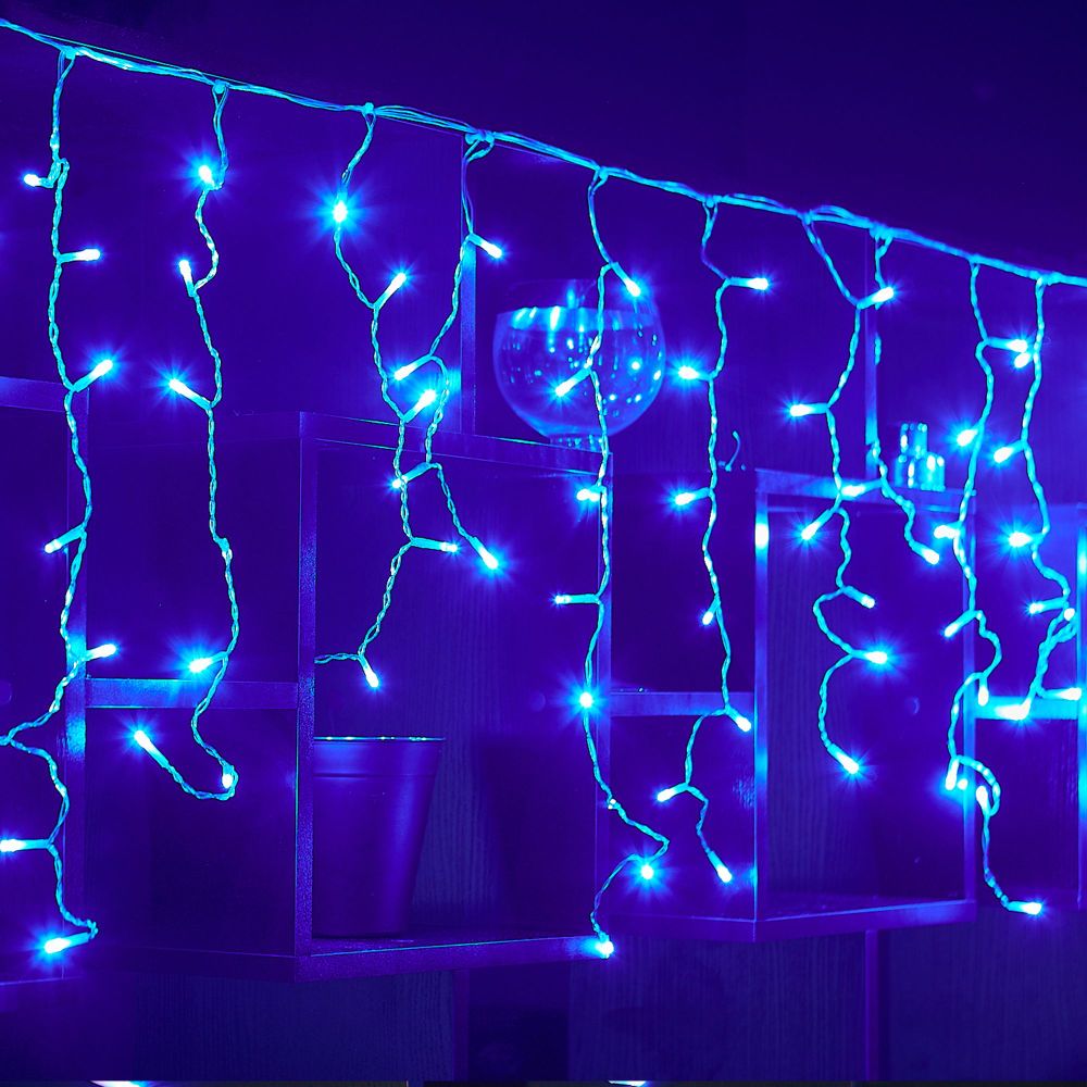 ULD-B12006-195-TTK BLUE IP44 Бахрома светодиодная с эффектом мерцания. 12м. Соединяемая. 195 светодиодов. Синий свет. Провод прозрачный. ТМ Uniel