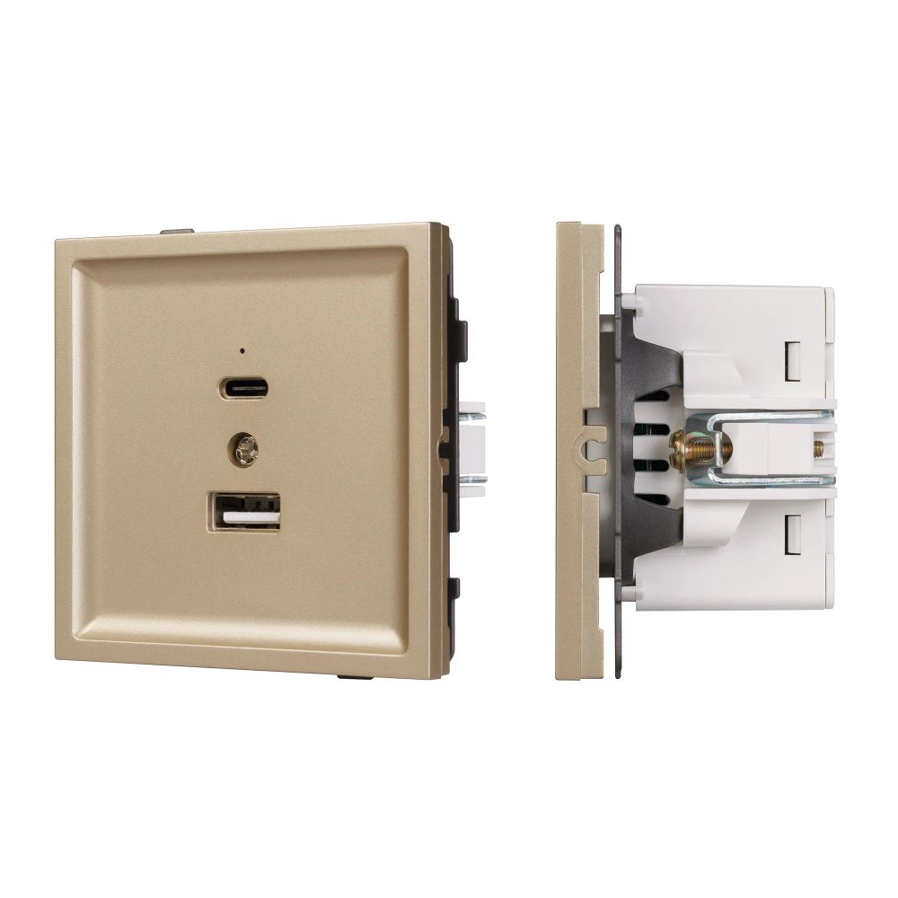 Механизм USB розетки SCT-TENDO-MUAC-SFPL-GD (5V, 3A, QC3) (Arlight, Матовый песочный) 054537