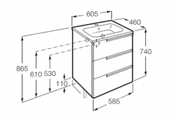 Тумба под раковинуRoca Victoria Nord Ice Edition 60x45 ZRU9302834 схема