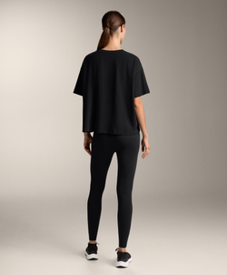 Oysho Футболка с короткими рукавами из смесового хлопка, черный