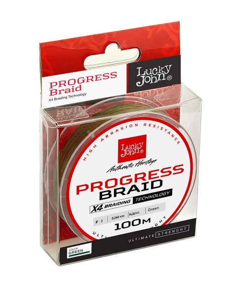 Леска плетёная Lucky John Progress BRAID Green 100/024