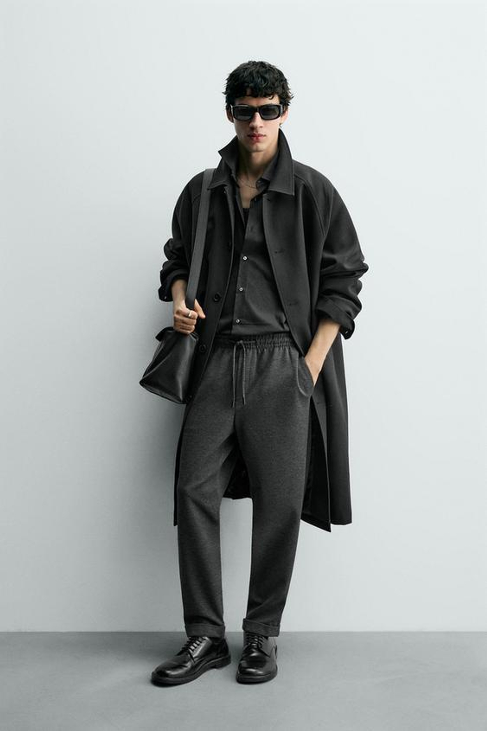 ZARA БРЮКИ-ДЖОГГЕРЫ NON IRON КОМФОРТНОЙ ПОСАДКИ, МАРЕНГО МЕЛАНЖ