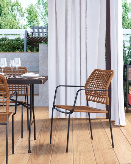 Стул уличный Vivi светло-коричневый из металла и шнура
