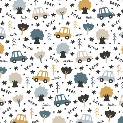 Buy baby fabric hand drawn cars scandinavian style