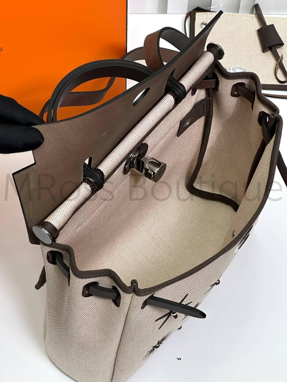 Серая тканевая сумка Hermes Herbag 31 Zip