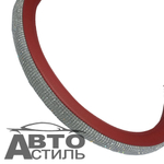 Оплетка на руль круглая Coolpart DIAMOND 50  (37*38) к/з красный/белый СТРАЗЫ A268RD-WT