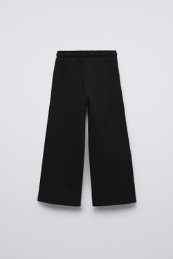 ZARA БРЮКИ WIDE LEG ИЗ МЯГКОЙ ТКАНИ С НАДПИСЬЮ, ЧЕРНЫЙ