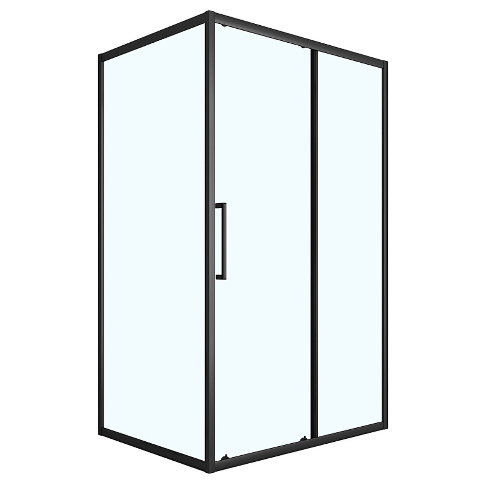 Душевое ограждение Loranto 120x90x190 раздвижная дверь, универсальная, прозрачное стекло 6 мм, профиль черный матовый (CS-AB02B-129)