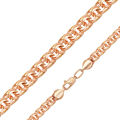 Цепь из красного золота с алмазной гранью (плетение «Бисмарк»)