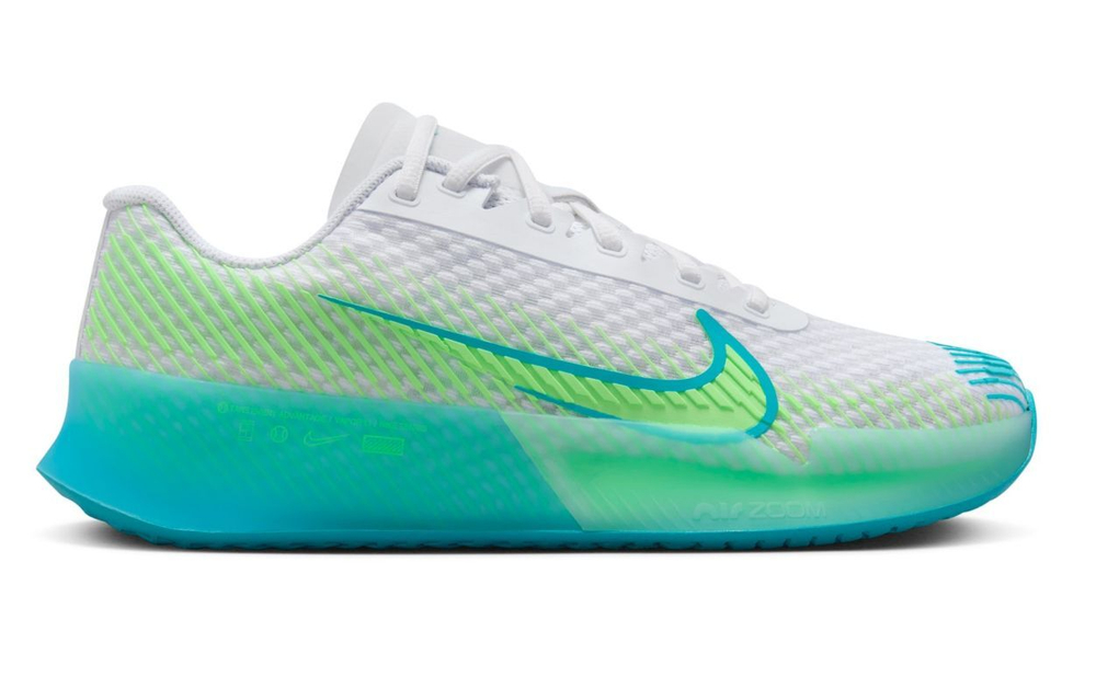 Женские Кроссовки теннисные Nike Zoom Vapor 11 - white/teal nebula/lime blast/jade ice