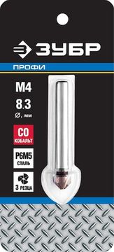 ЗУБР Кобальт, 8.3 x 50 мм, для раззенковки М4, кобальтовое покрытие, конусный зенкер, Профессионал (29732-4)