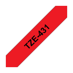 Brother TZE-431 кассета с лентой для печати наклеек, чёрный шрифт на красной основе, 12мм*8м